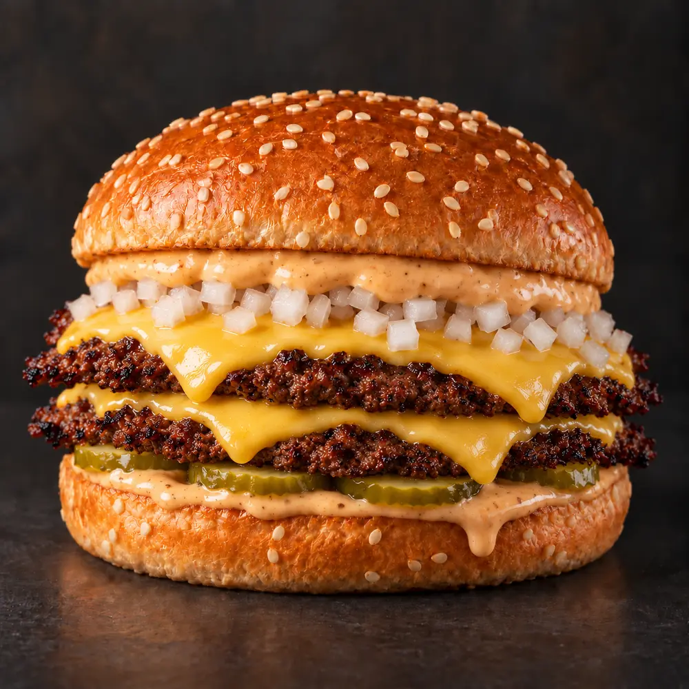 Close-up of a Grit smash burger